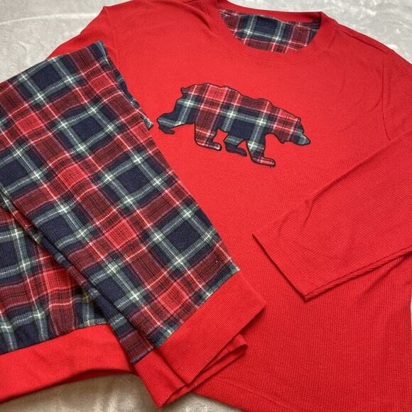 Eddie Bauer Moose Pajamas 2 Pc Set Womens XL Red Plaid Cabin Holiday Christmas - Picture 2 of 12